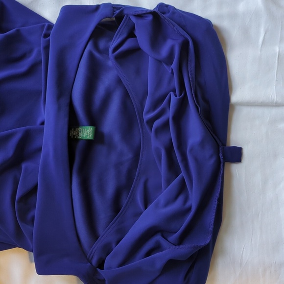 Ralph Lauren Royal Blue Ruched Sleeveless Dress Scoop Neck Size 4 - Picture 5 of 7